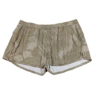 RVCA Green Palm Print Jersey Knit Rayon Pull On Shorts w/ Pockets Size L